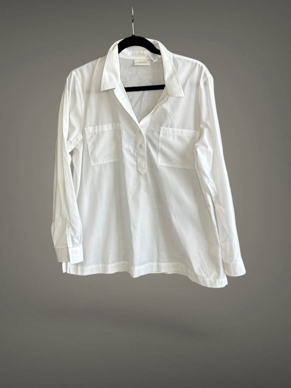 Chico's White Popover Poplin Shirt No Iron Size 2 Large